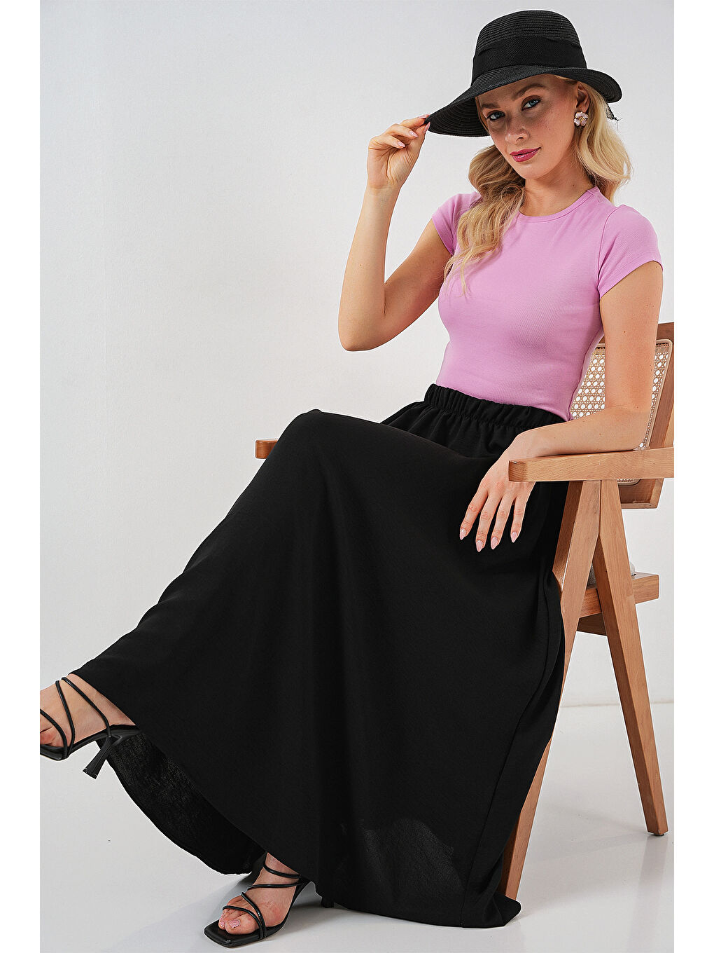 Kadın Uzun Ayrobin Etek 8050 - Siyah-2