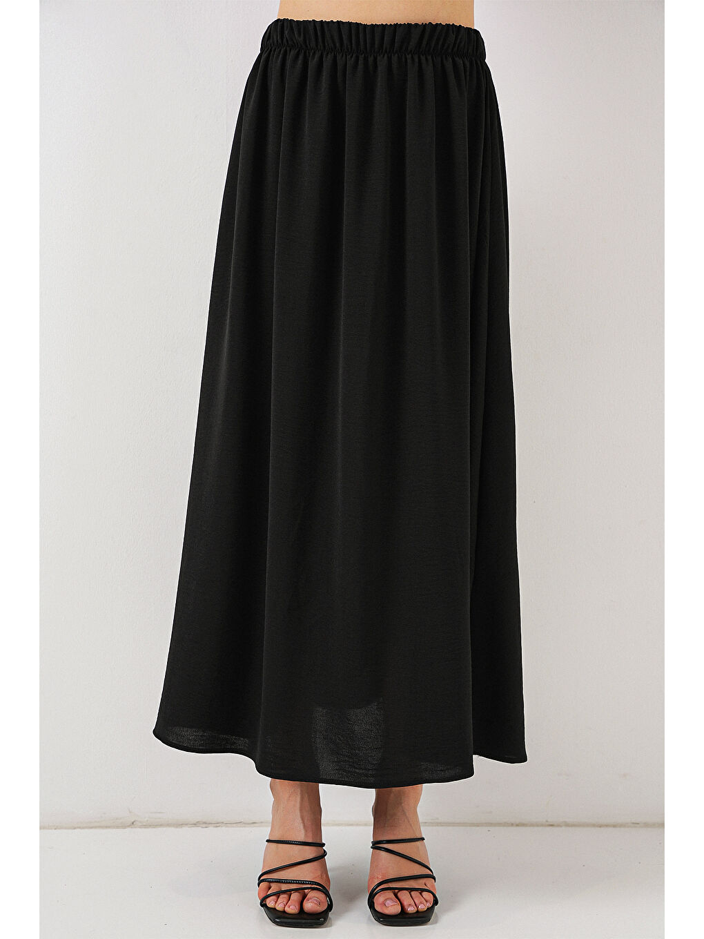 Kadın Uzun Ayrobin Etek 8050 - Siyah-3