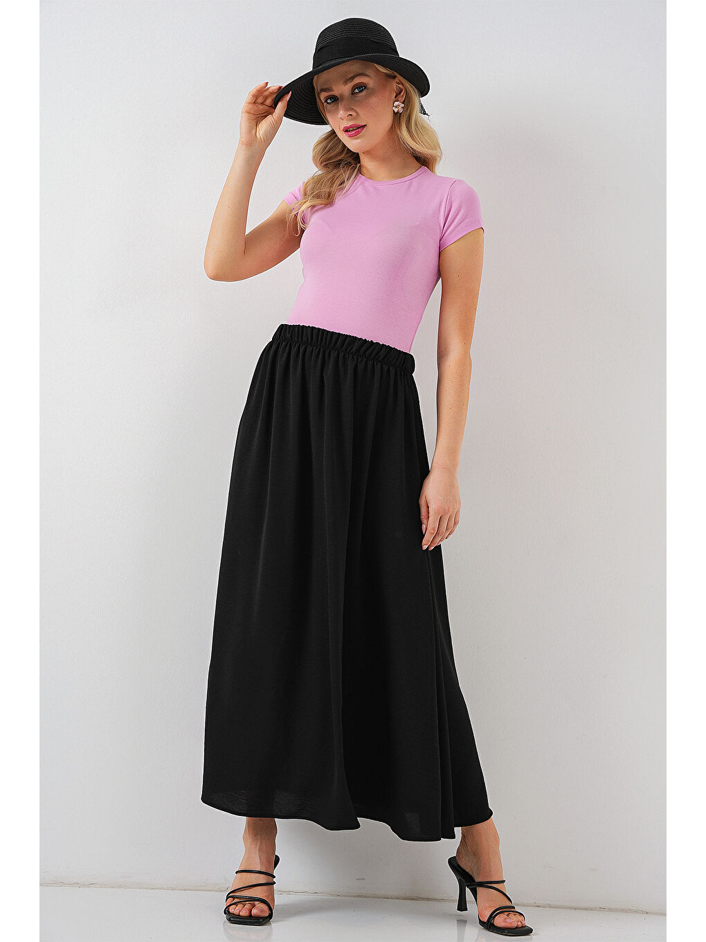 Kadın Uzun Ayrobin Etek 8050 - Siyah-4