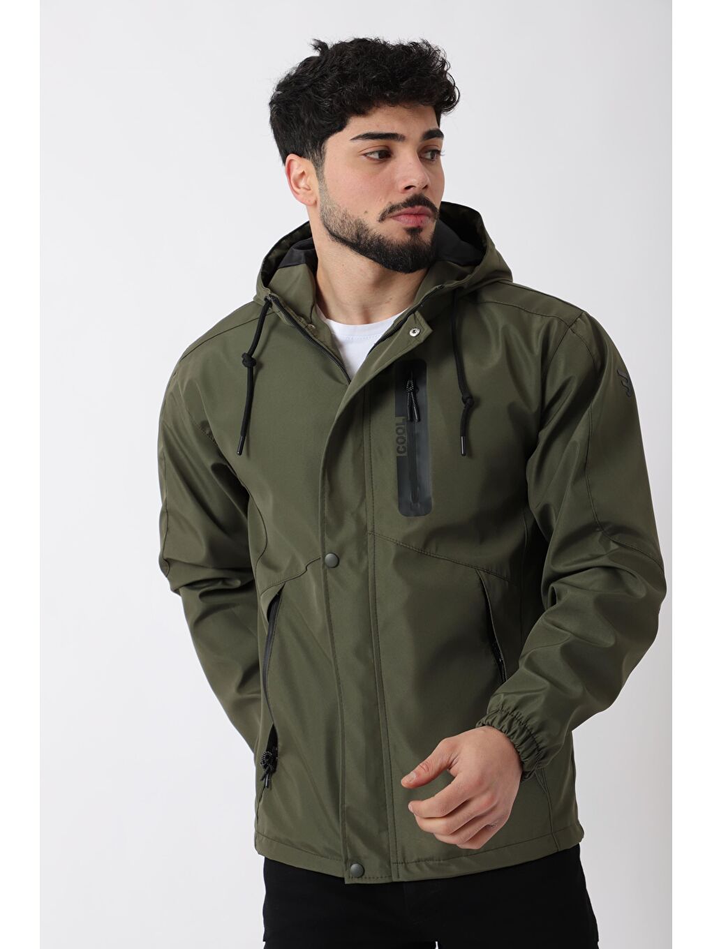 Haki Gizli Cepli Göğüs Detay Mevsimlik Yağmurluk BL 1801_60324