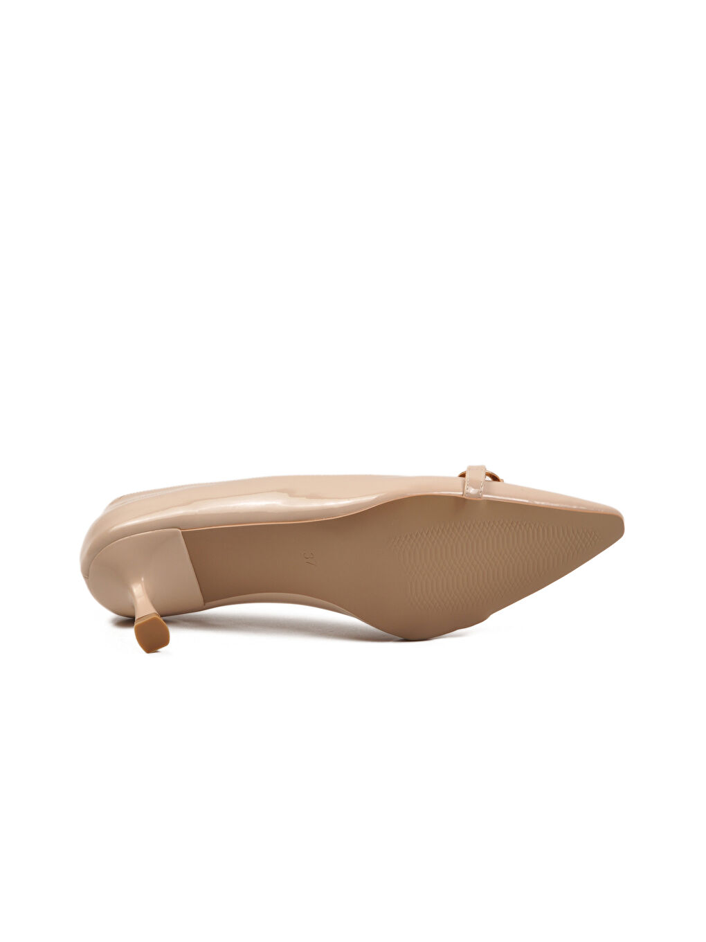 Bej Rugan İnce Kısa Topuklu Kadın Abiye Ayakkabı 695029 Z-4