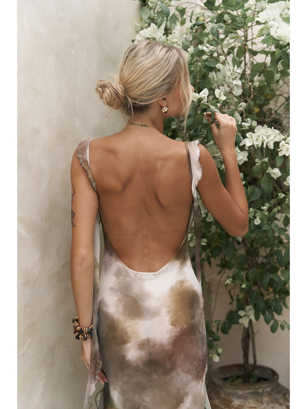 Magi Fırfır Detay Yeşil Uzun Elbise-7