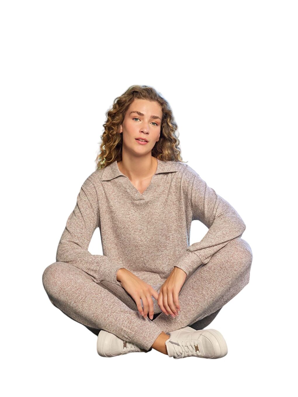 Bej Triko Kadın Pijama Takım