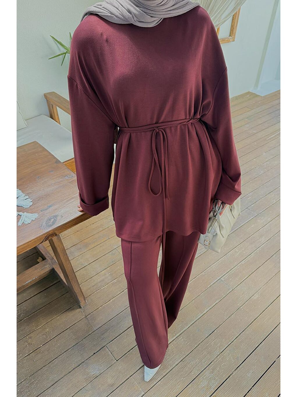 İkili Tesettür Takım Bordo-2