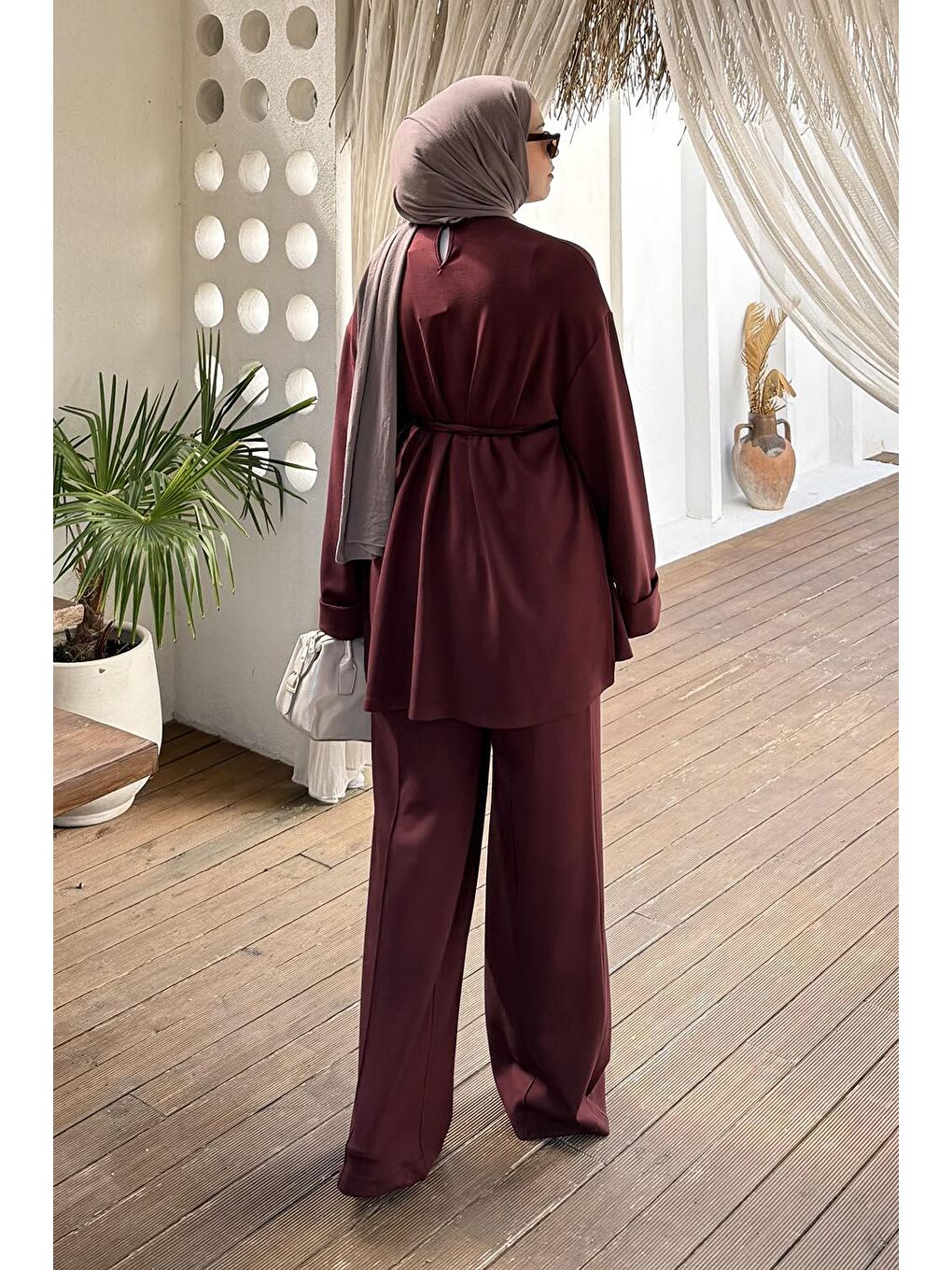 İkili Tesettür Takım Bordo-3