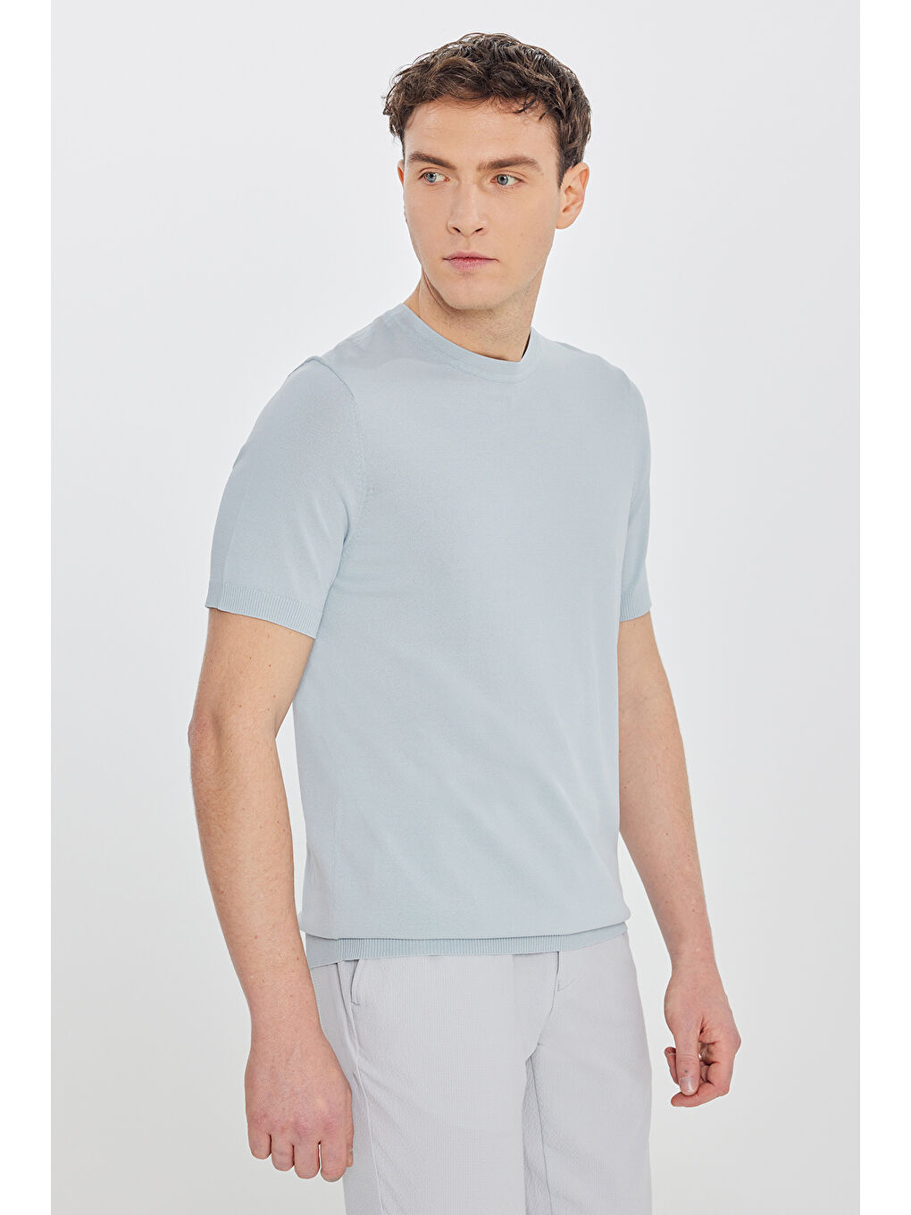 Mavi Erkek Mint Standart Fit Normal Kesim Bisiklet Yaka Triko Tişört-2