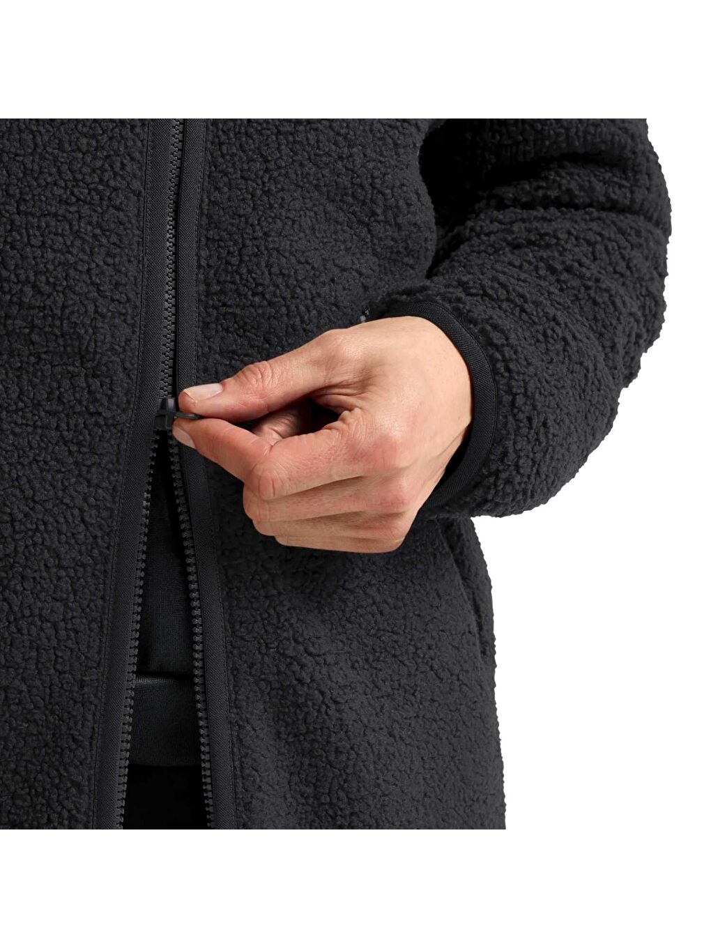 High Curl Coat Kadın Siyah Outdoor Ceketi-3