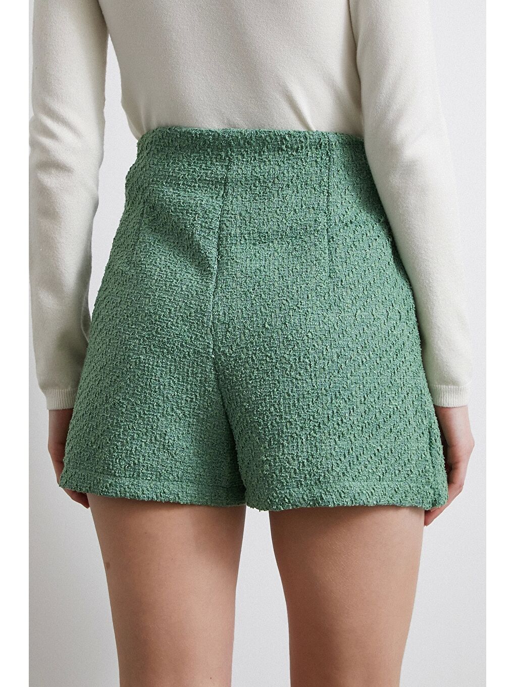 Yırtmaçlı Şort Etek Yeşil-5