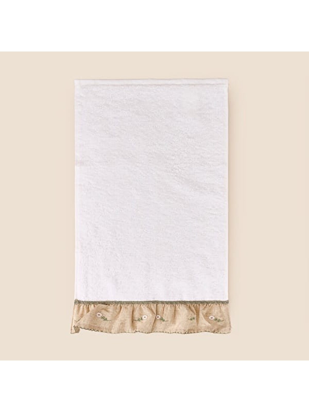Soft Green Culture Twin Papatya Desenli El Havlusu - Ekru - 30x50 cm-2