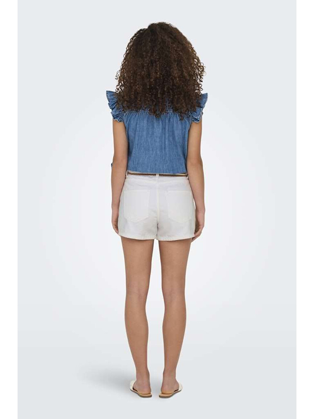 Ekru Onlkelly % 100 Pamuk Regular Fit Yüksek Bel Kadın Jean Short 15221469-2