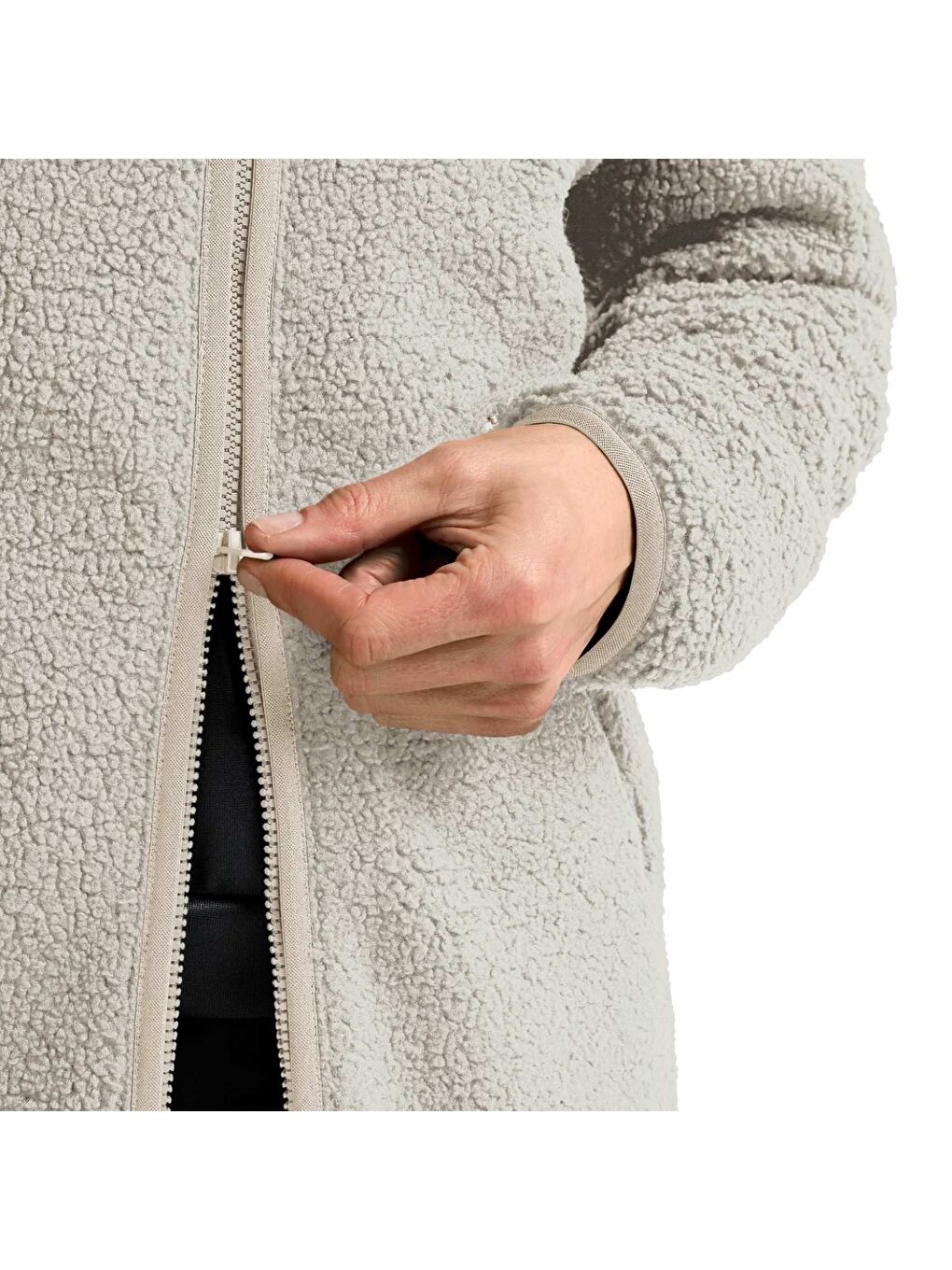 Ekru High Curl Coat Kadın Bej Outdoor Ceketi-3