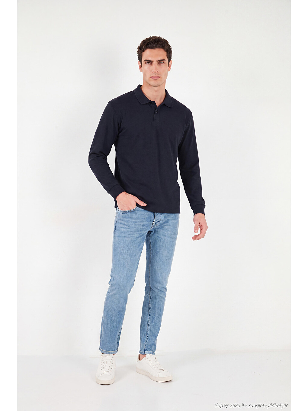 Lacivert Pamuklu Düğmeli Polo Yaka Sweat 5905838-1