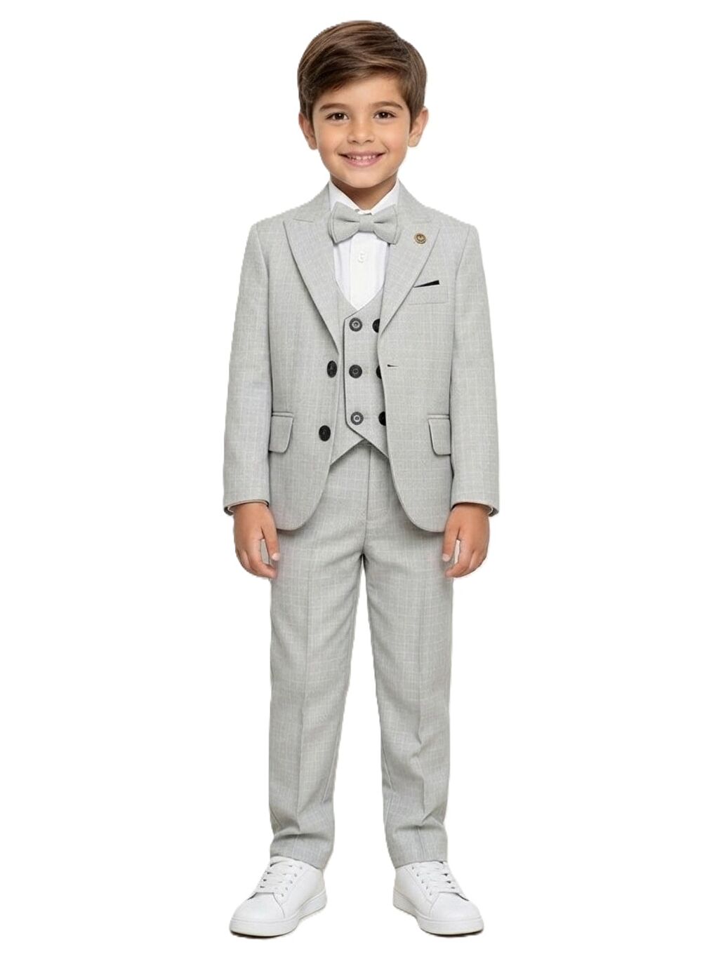 Gri Kiryos Erkek Çocuk Kareli Takım Elbise M00806