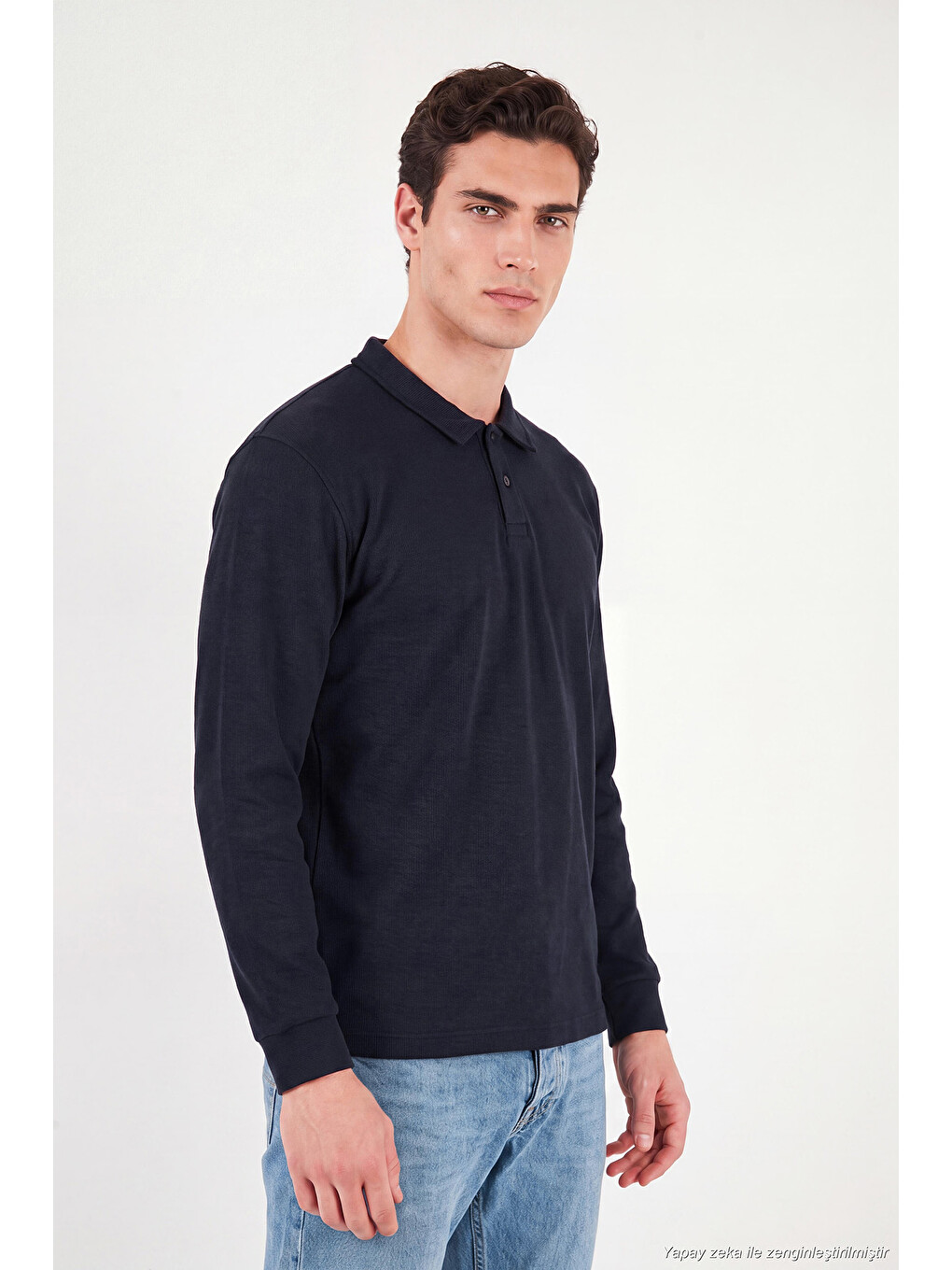 Lacivert Pamuklu Düğmeli Polo Yaka Sweat 5905838-3