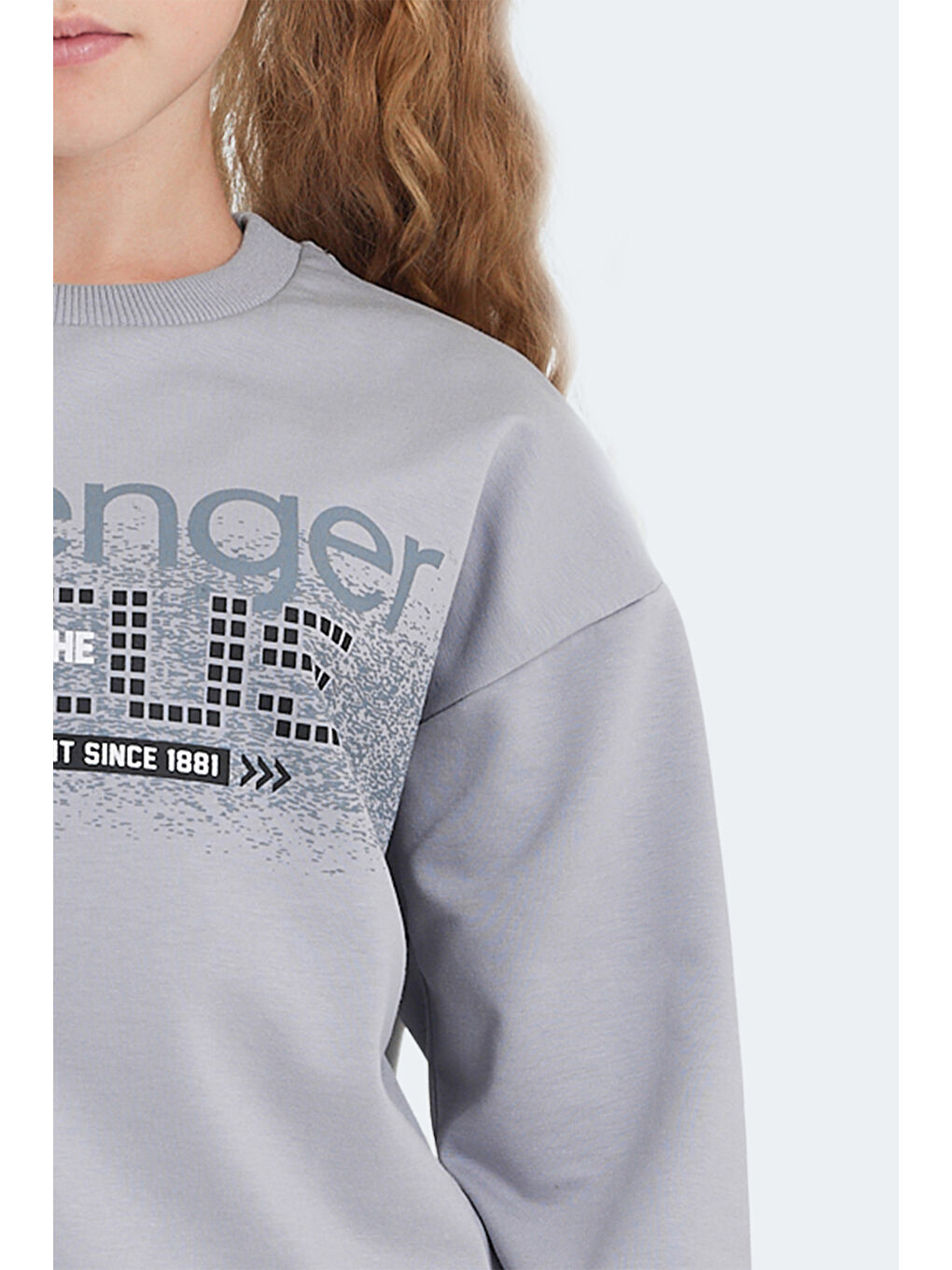 LAST Unisex Çocuk Taş Gri Sweatshırt-1
