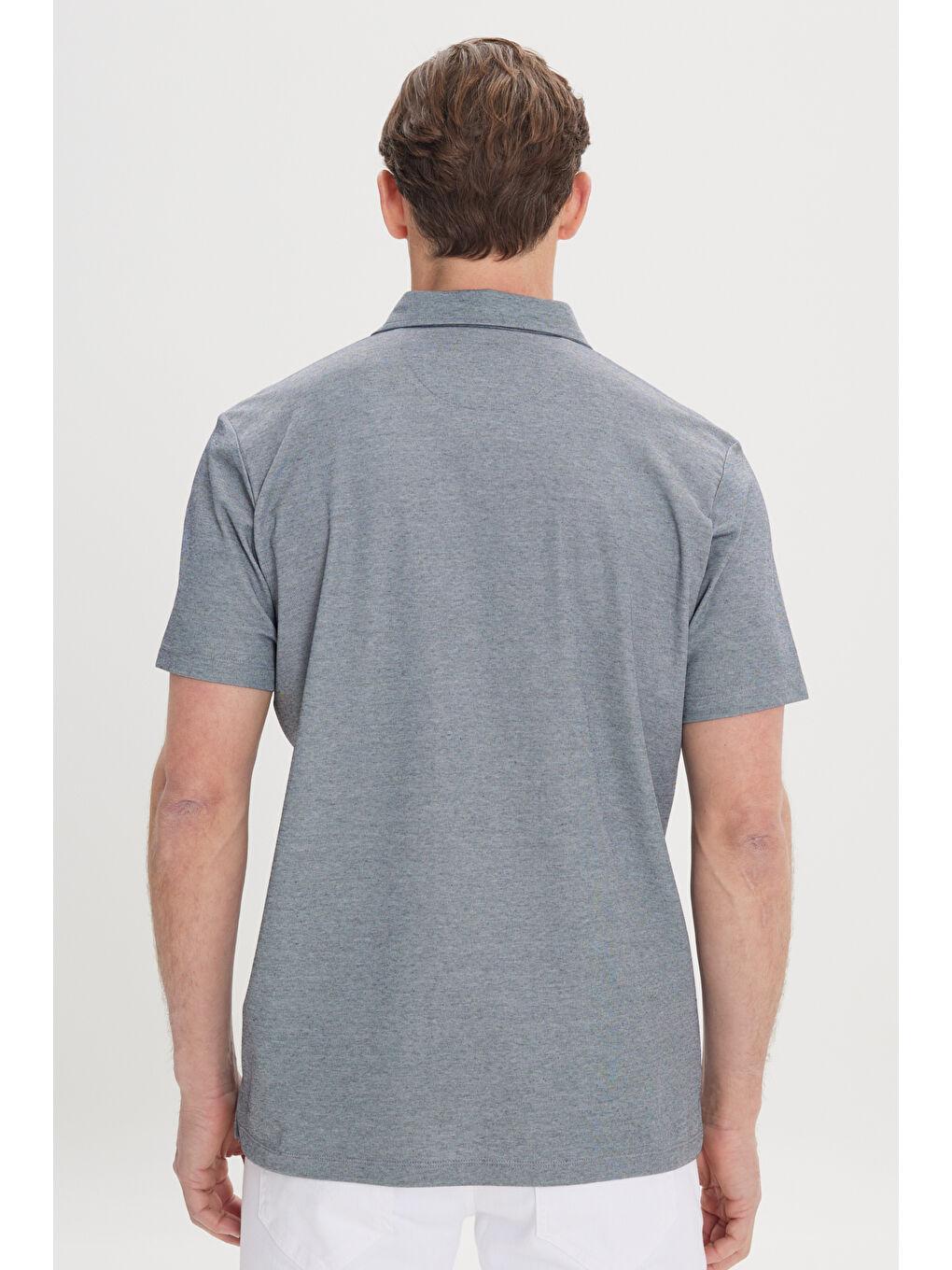 Erkek Mavi Comfort Fit Rahat Kesim Polo Yaka Pamuklu Kısa Kollu Tişört-4