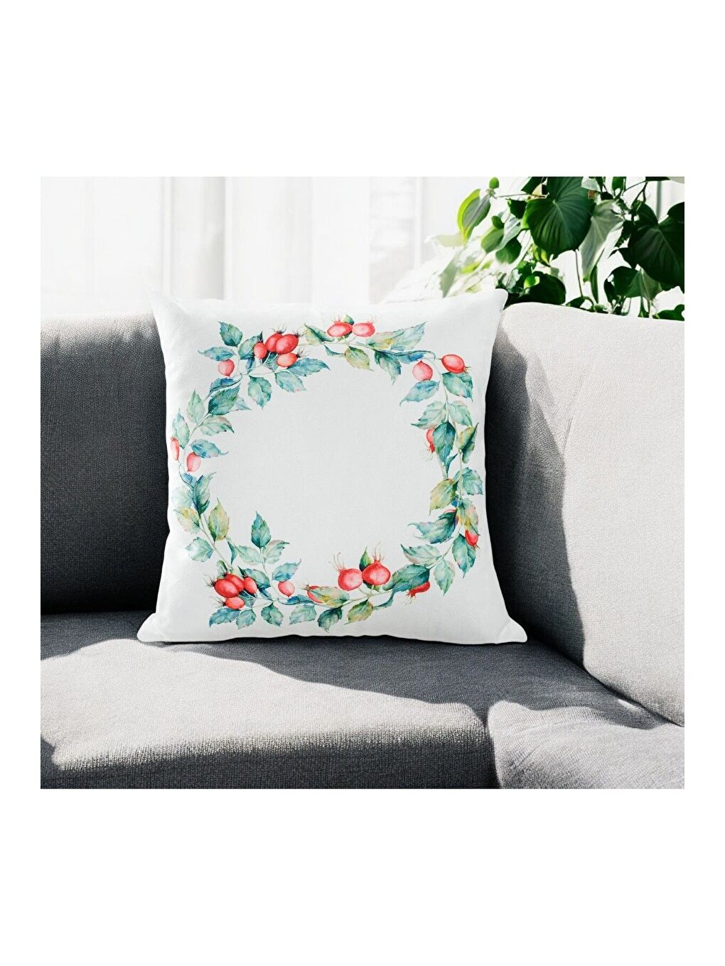 ASDIVA Outlet Çelenk  Desen Dijital Baskı Gizli Fermuar  Yumuşak Dekoratif Kırlent Kılıfı 43x43
