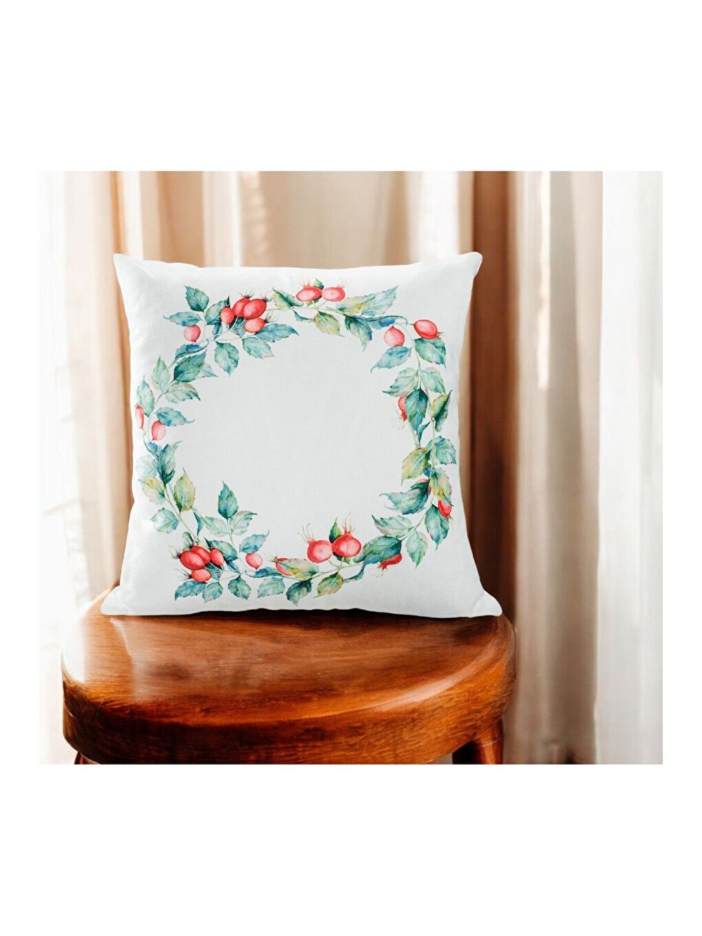 ASDIVA Outlet Çelenk  Desen Dijital Baskı Gizli Fermuar  Yumuşak Dekoratif Kırlent Kılıfı 43x43-1