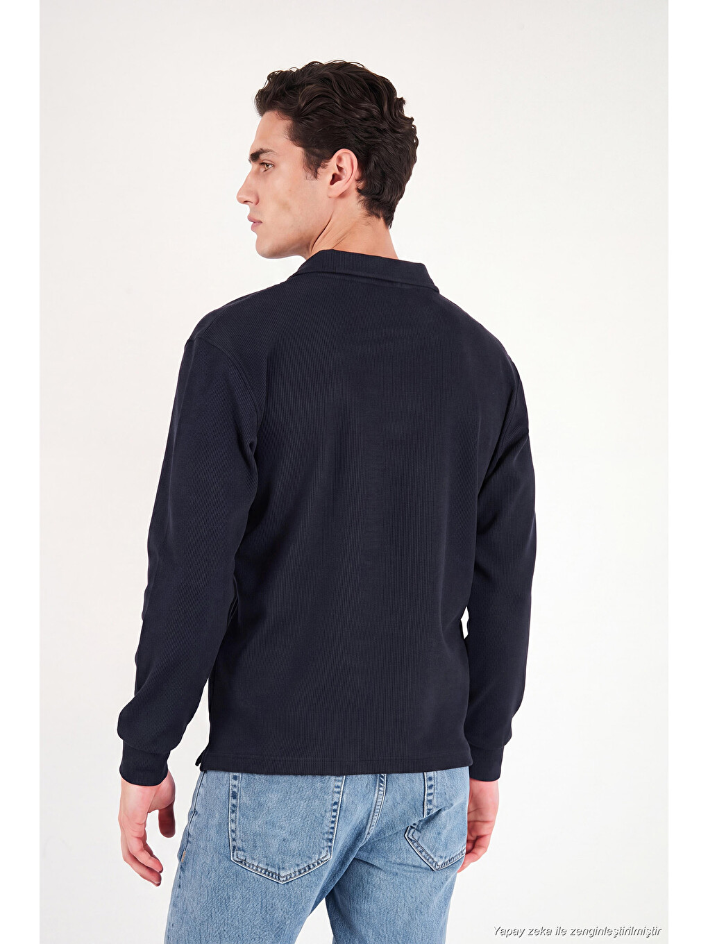 Lacivert Pamuklu Düğmeli Polo Yaka Sweat 5905838-6