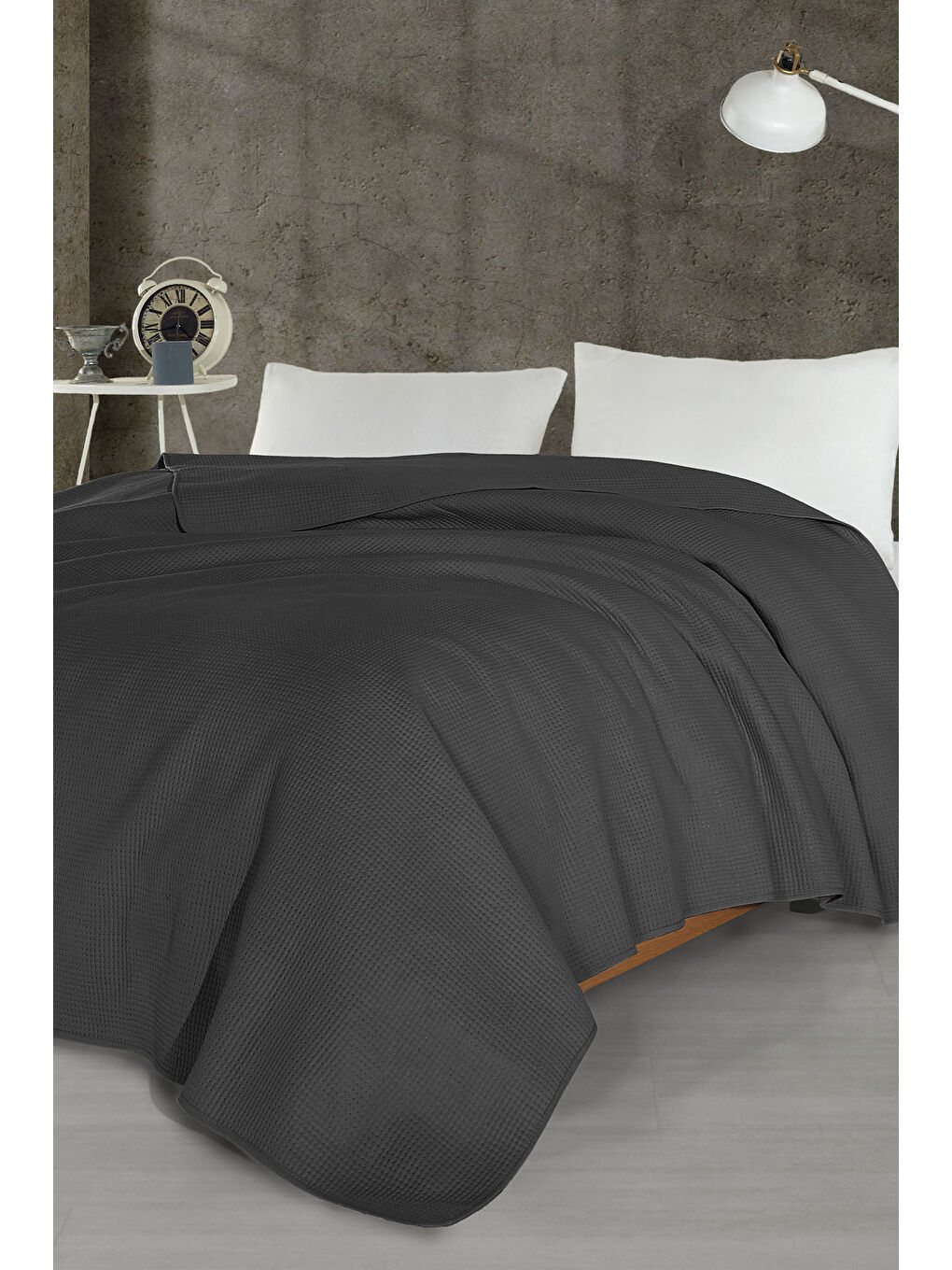 Pandora Çok Amaçlı Yatak Örtüsü Tek Kişilik (160x220 cm) Antrasit-2