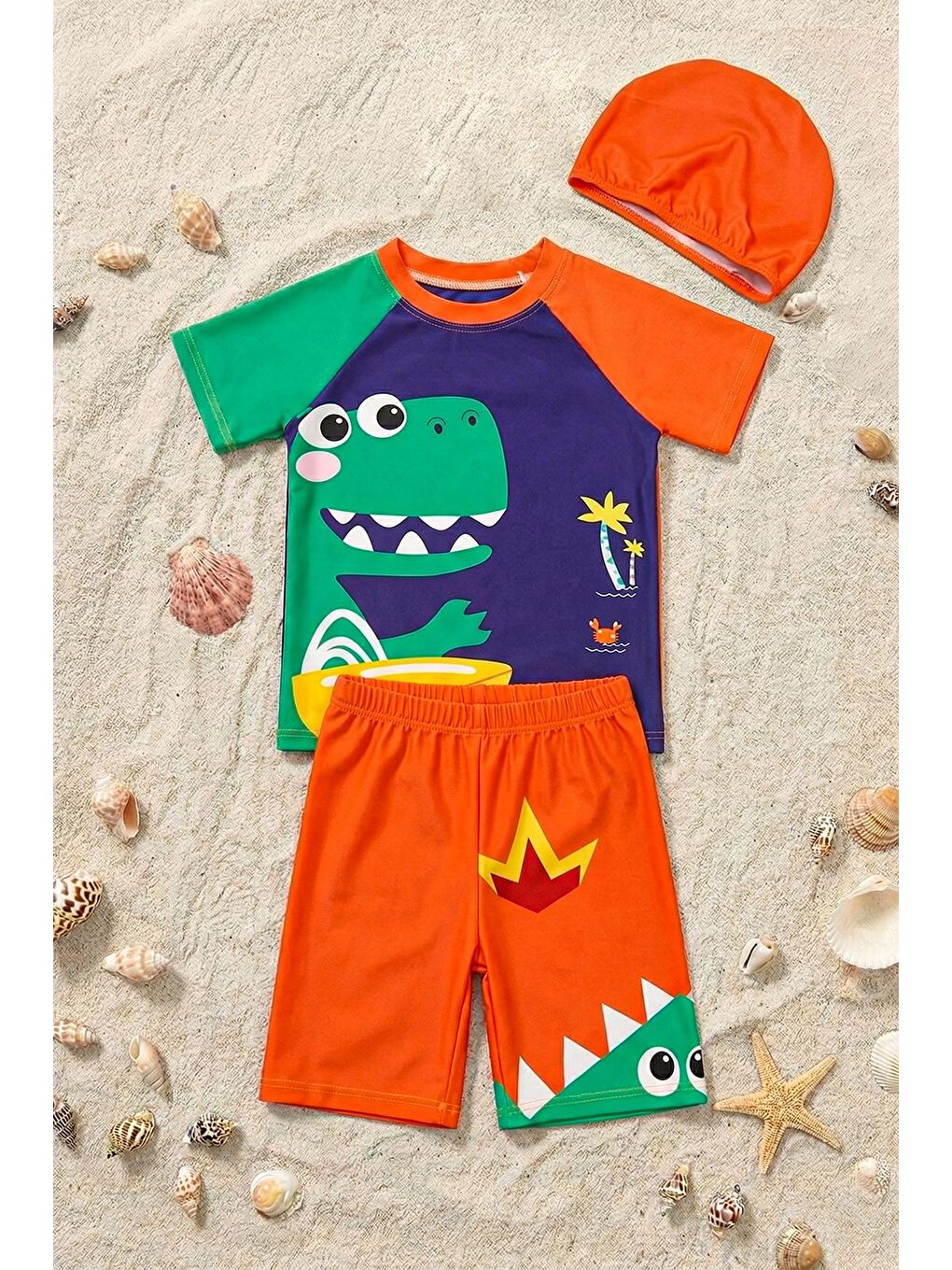 Turuncu Summer Dino Erkek Çocuk Mayo Takımı-1