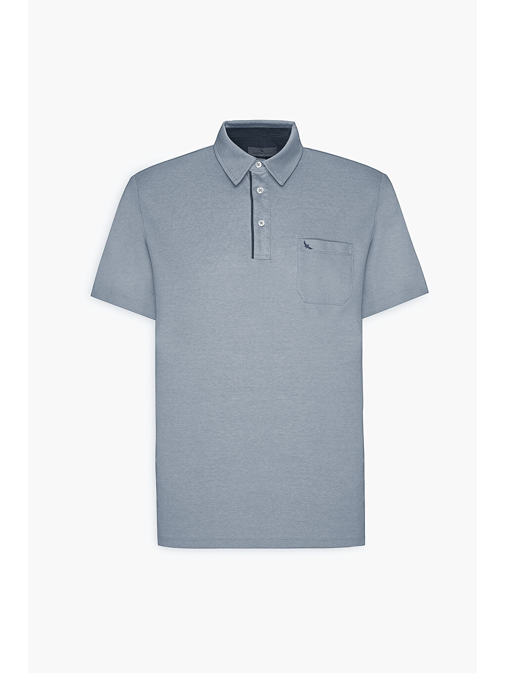 Erkek Mavi Comfort Fit Rahat Kesim Polo Yaka Pamuklu Kısa Kollu Tişört-5