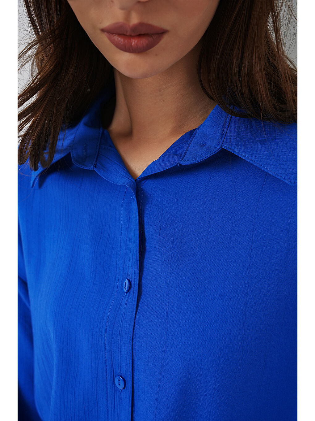 Mavi Kadın Uzun Oversize Gömlek 20334 - Saks-3