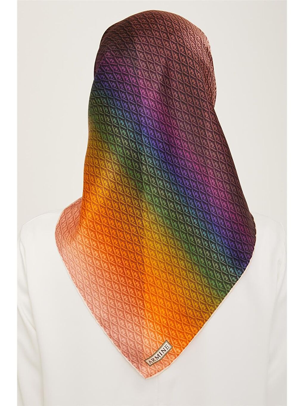 Karışık Monogram Desenli Sura İpek Eşarp 24Ya9104 52 21-3