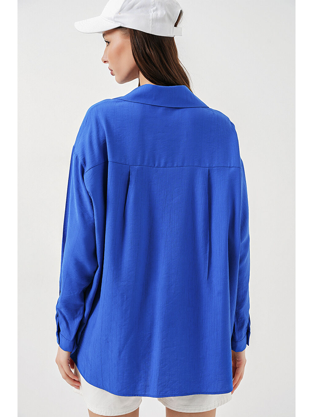 Mavi Kadın Uzun Oversize Gömlek 20334 - Saks-4