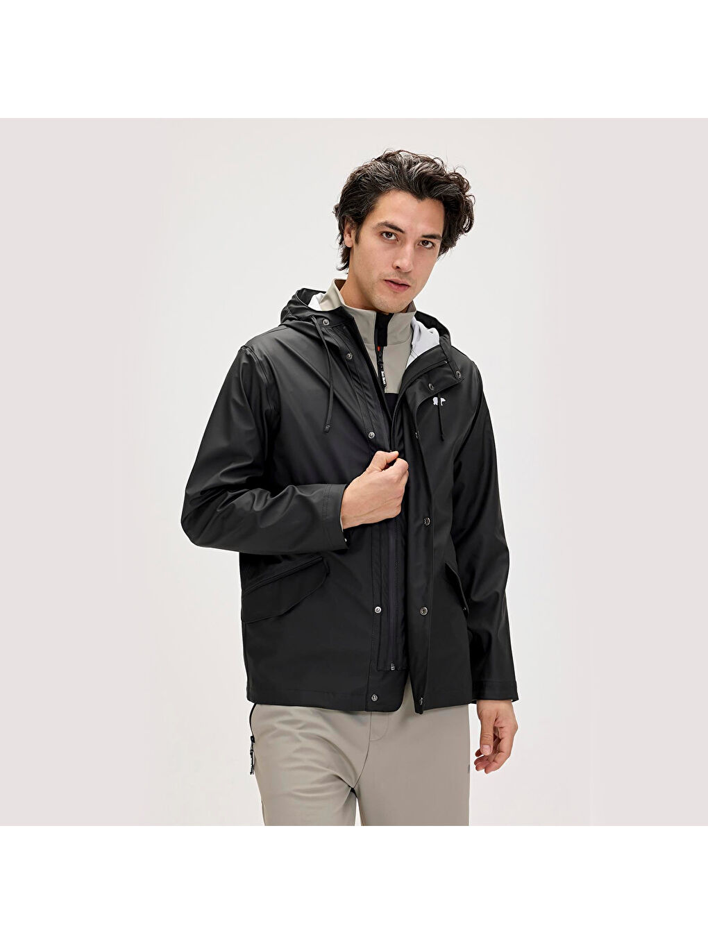 Patrol Erkek Siyah Yağmurluk-1