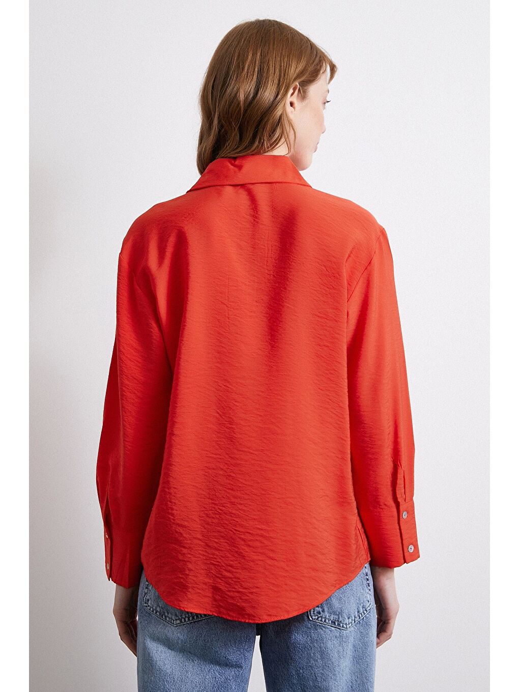 Basic Viskon Gömlek Kırmızı-5