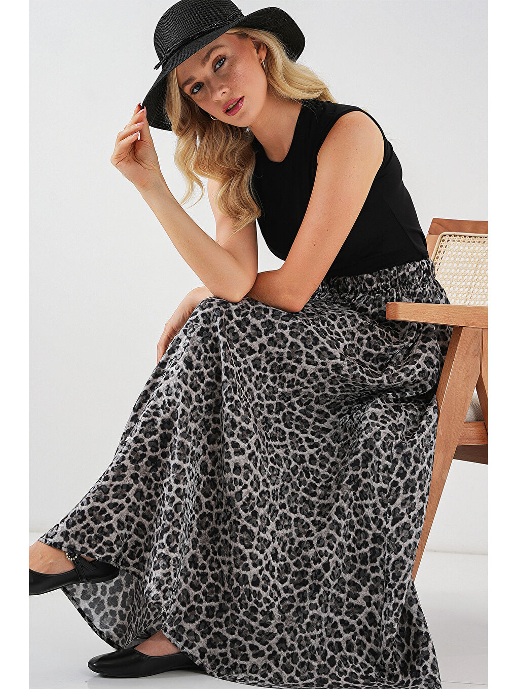 Kadın Uzun Ayrobin Etek 8050 - Antrasit-2