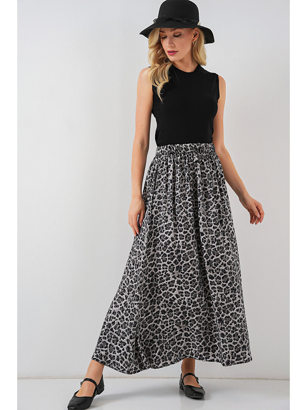 Kadın Uzun Ayrobin Etek 8050 - Antrasit-3