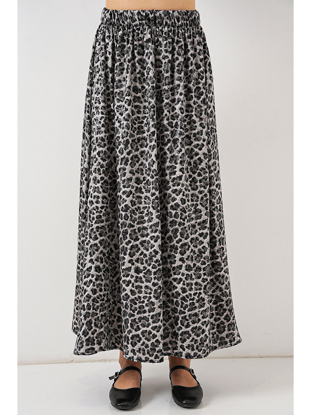 Kadın Uzun Ayrobin Etek 8050 - Antrasit-4