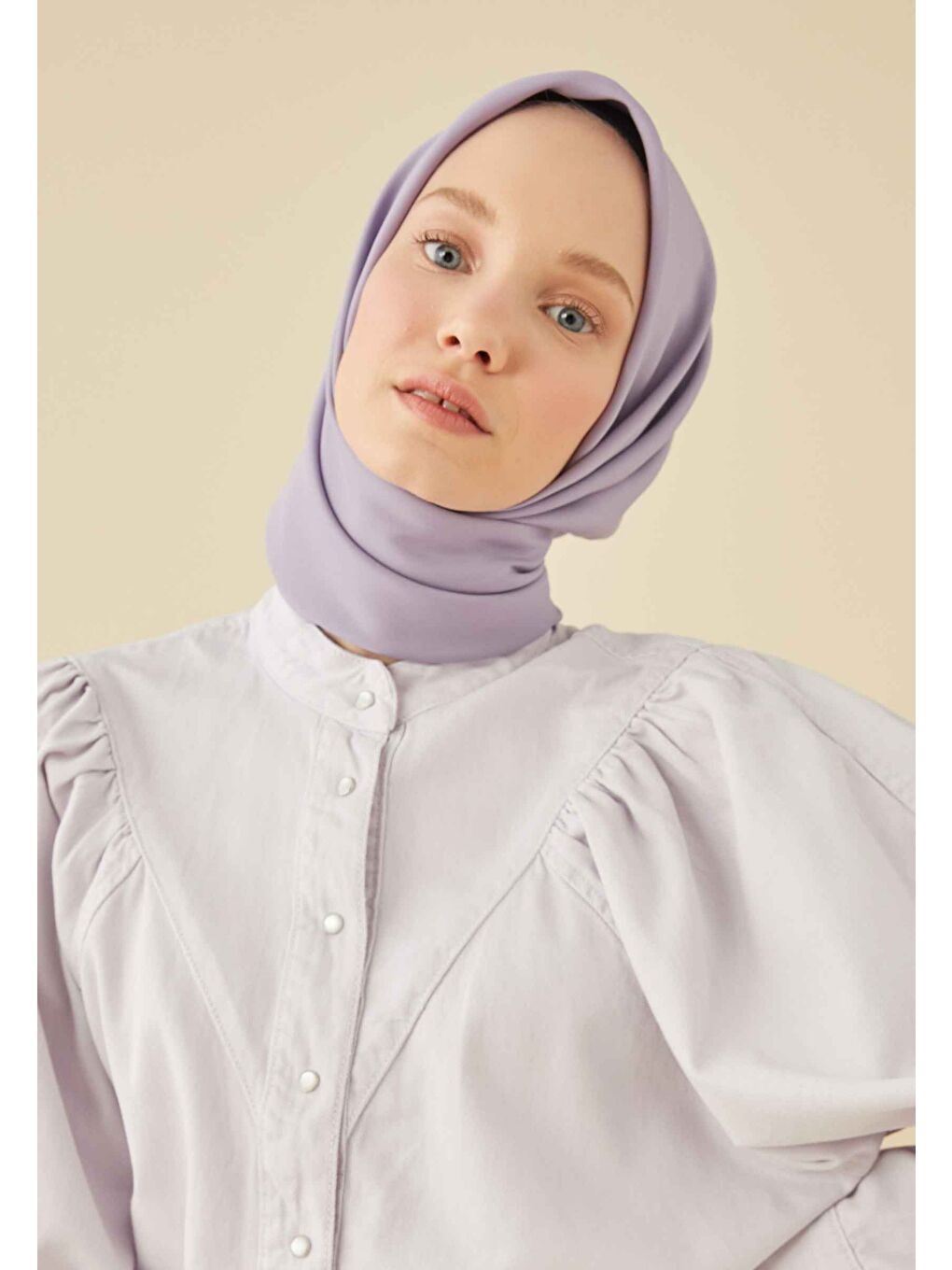 Lila Pamuk İpek Eşarp Leylak-1