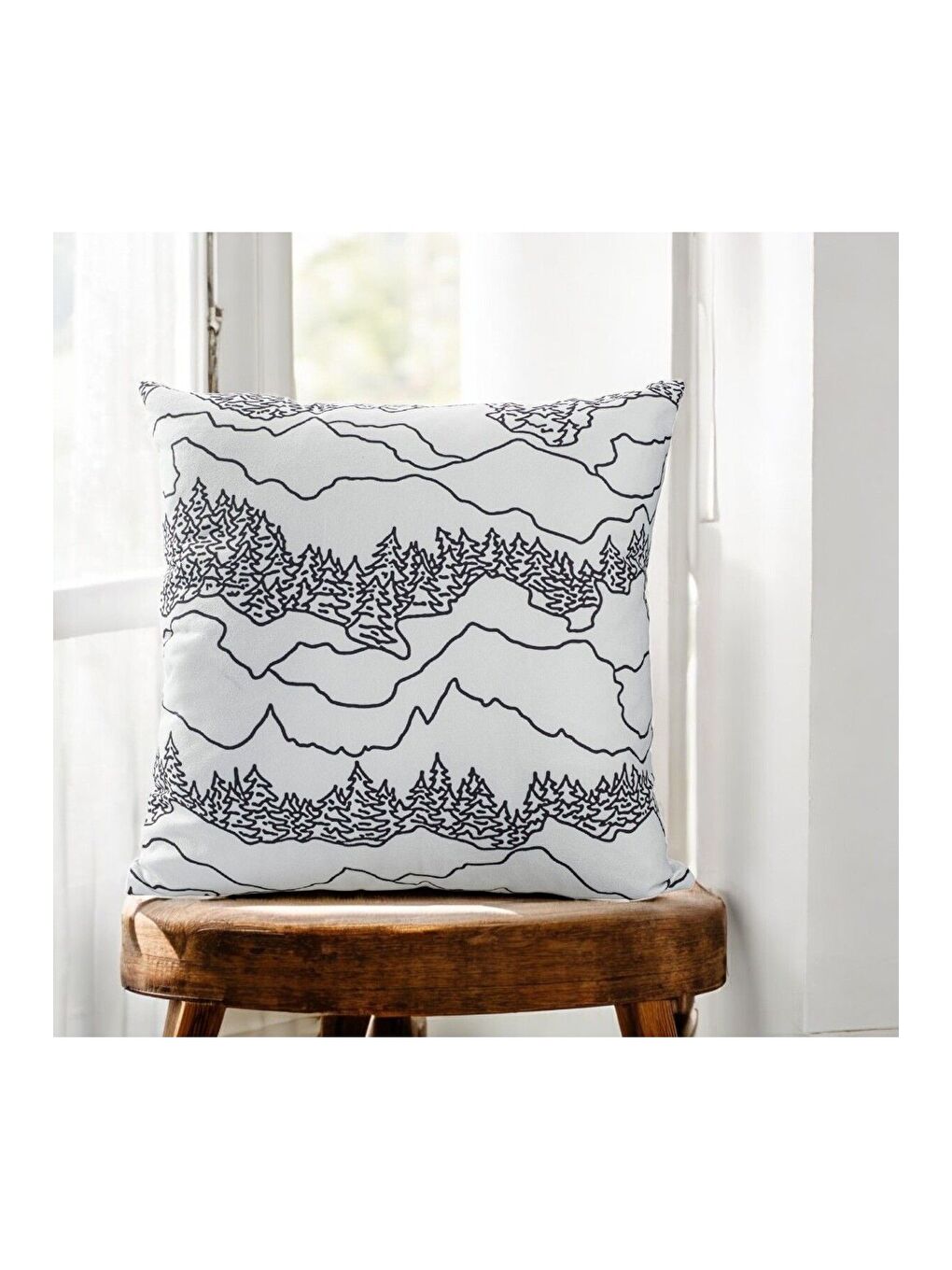 ASDIVA Yılbaşı Outlet Kırlent Kılıfı Beyaz Siyah Geyik Desenli Yeni Yıl Noel Mutlu Yıllar 43x43