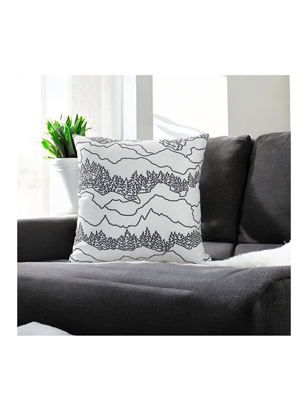 ASDIVA Yılbaşı Outlet Kırlent Kılıfı Beyaz Siyah Geyik Desenli Yeni Yıl Noel Mutlu Yıllar 43x43-1