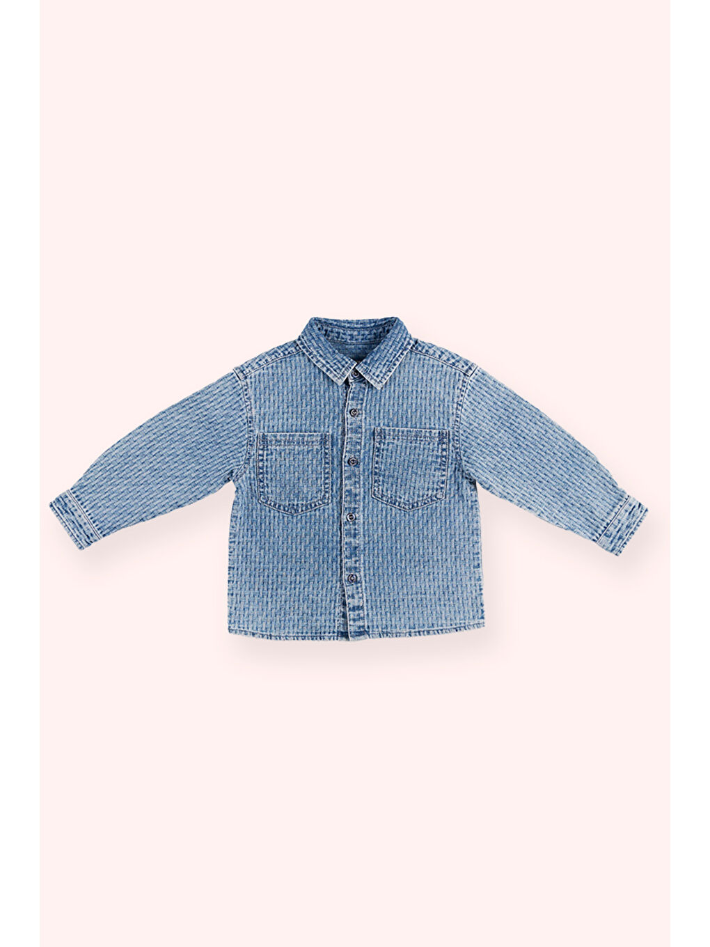 Erkek Bebek Düğmeli Mavi Jean Gömlek