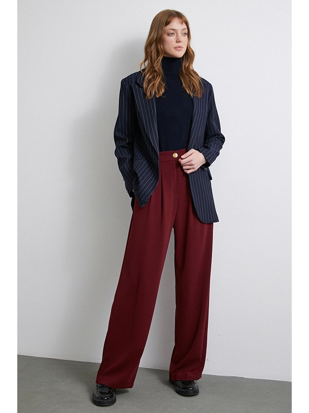 Geniş Paça Pantolon Bordo