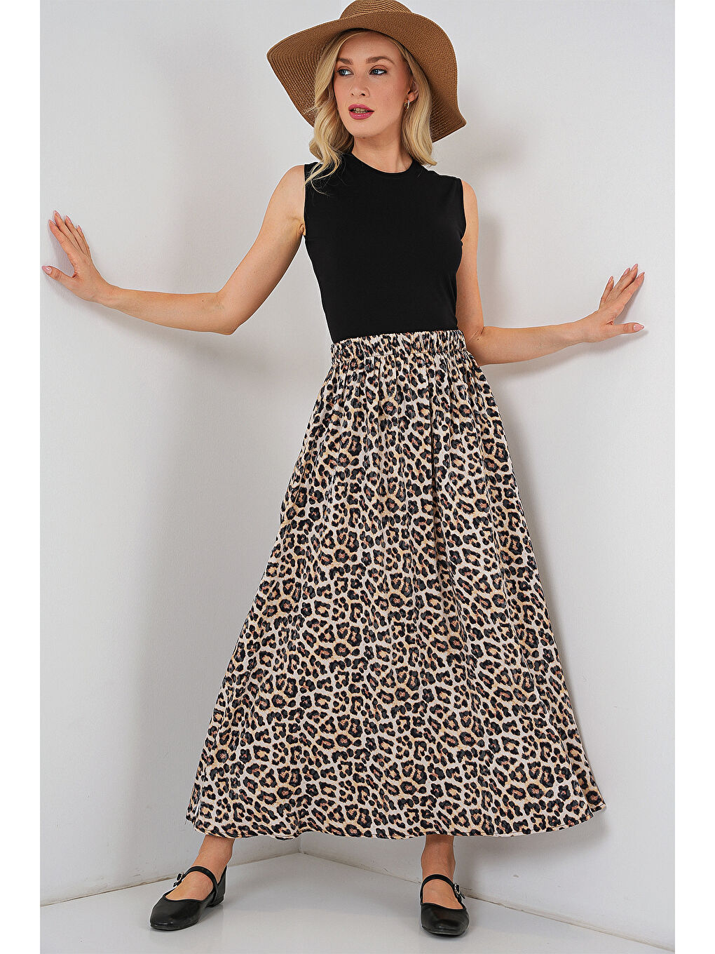 Kadın Uzun Ayrobin Etek 8050 - C. Kahverengi