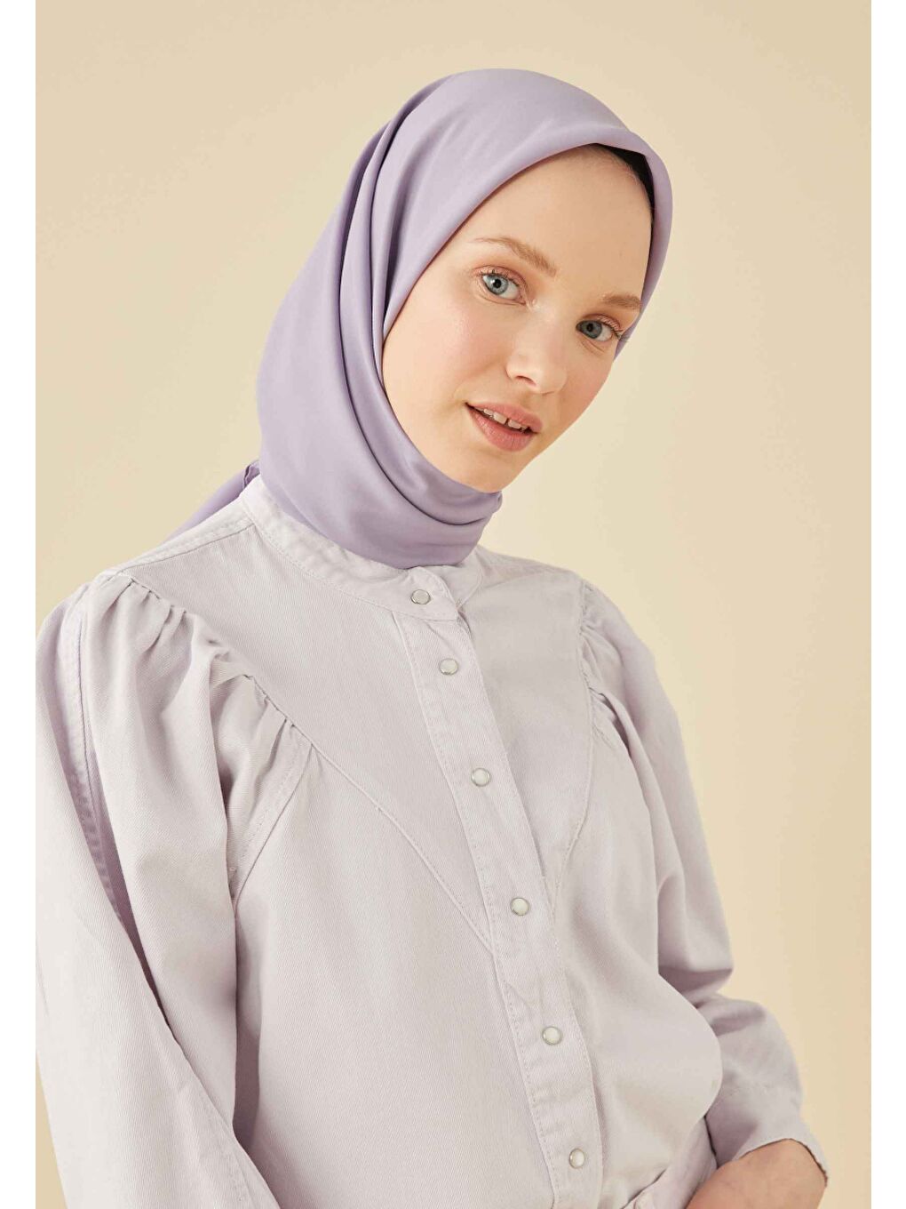 Lila Pamuk İpek Eşarp Leylak-2