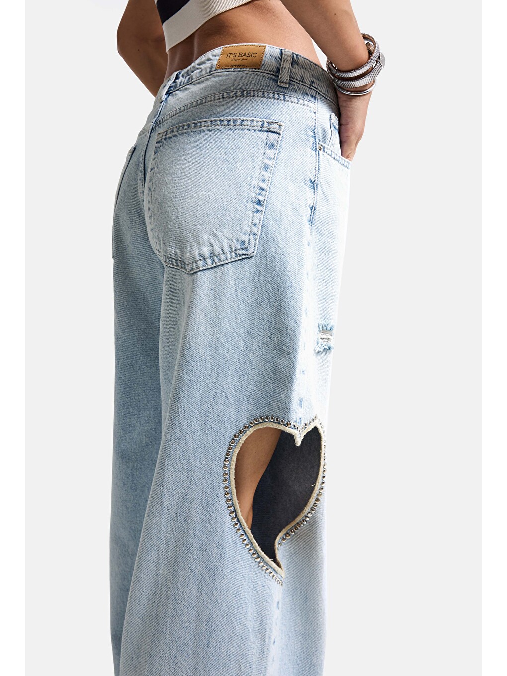 Mavi Kadın Ice T-12s6-3 Süper Baggy Fit Kalp Detaylı Tasarım Denim Jean-5