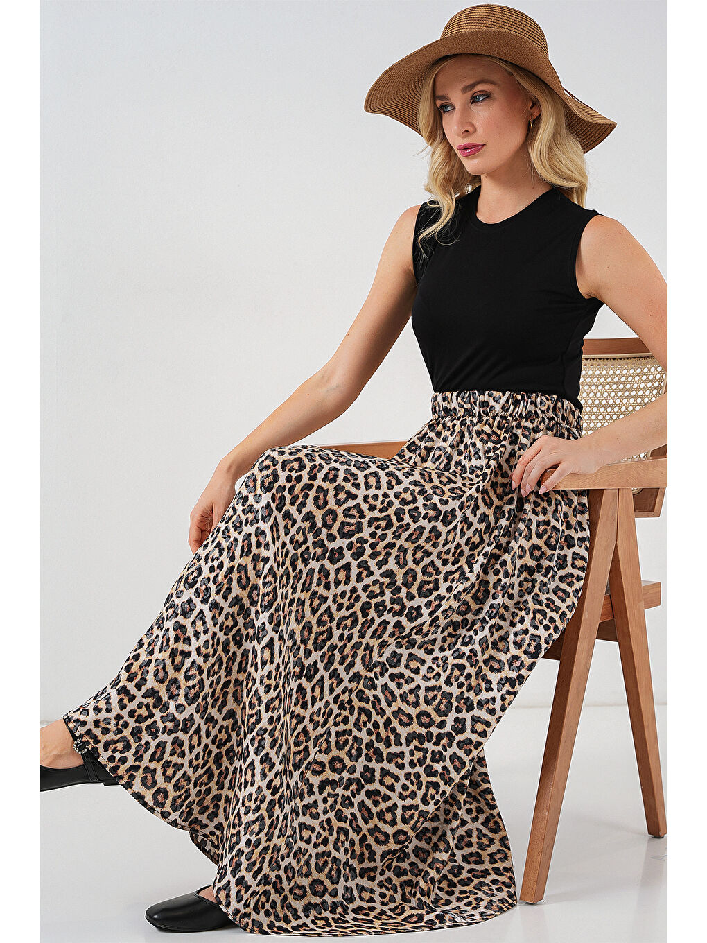 Kadın Uzun Ayrobin Etek 8050 - C. Kahverengi-2