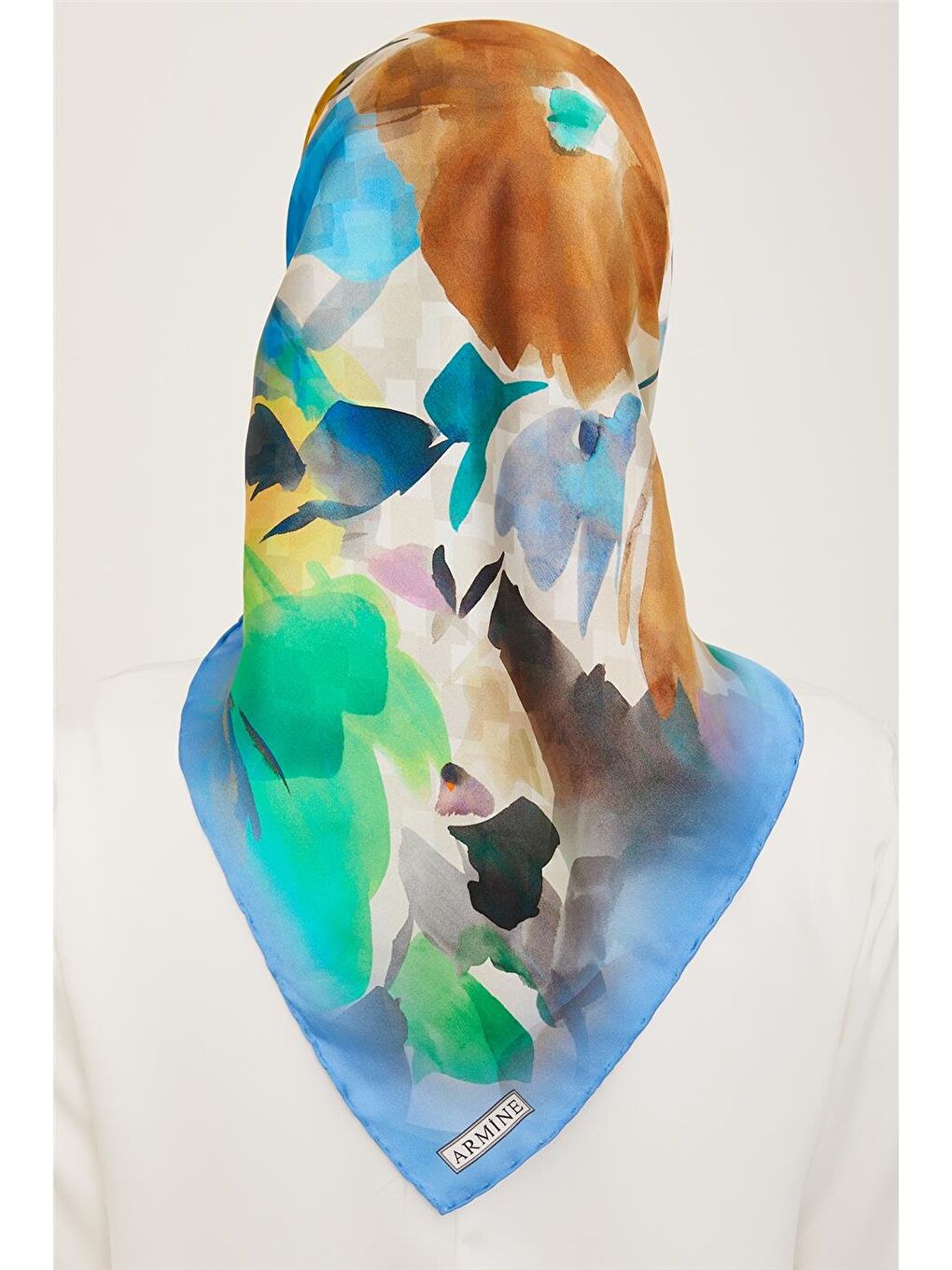 Karışık Çiçek Desenli Twill İpek Eşarp 24Ya9103 81 83-3