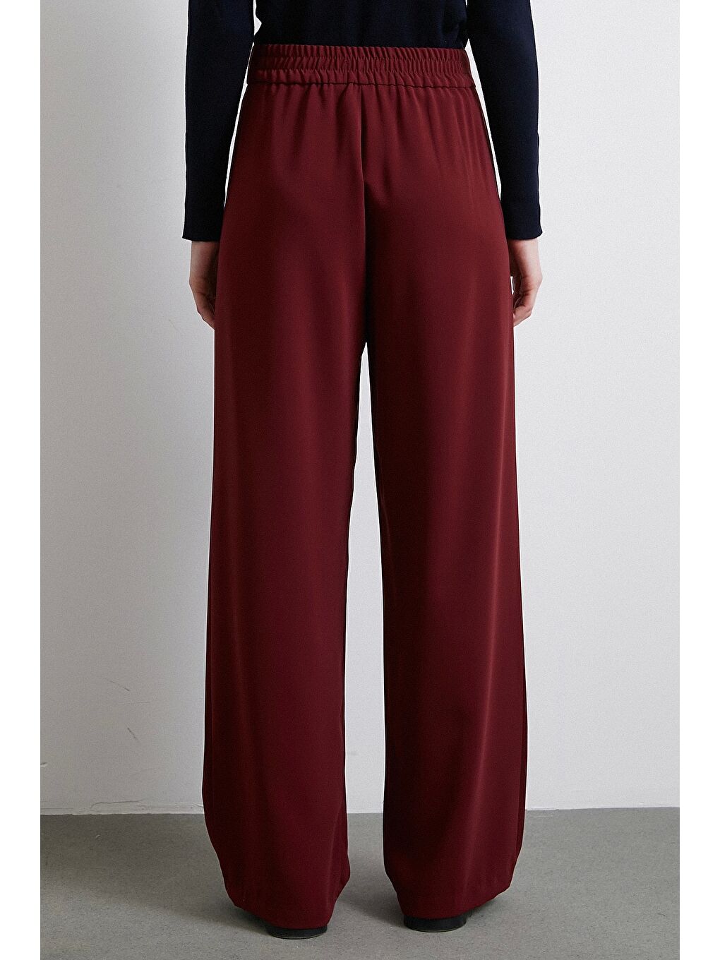 Geniş Paça Pantolon Bordo-4
