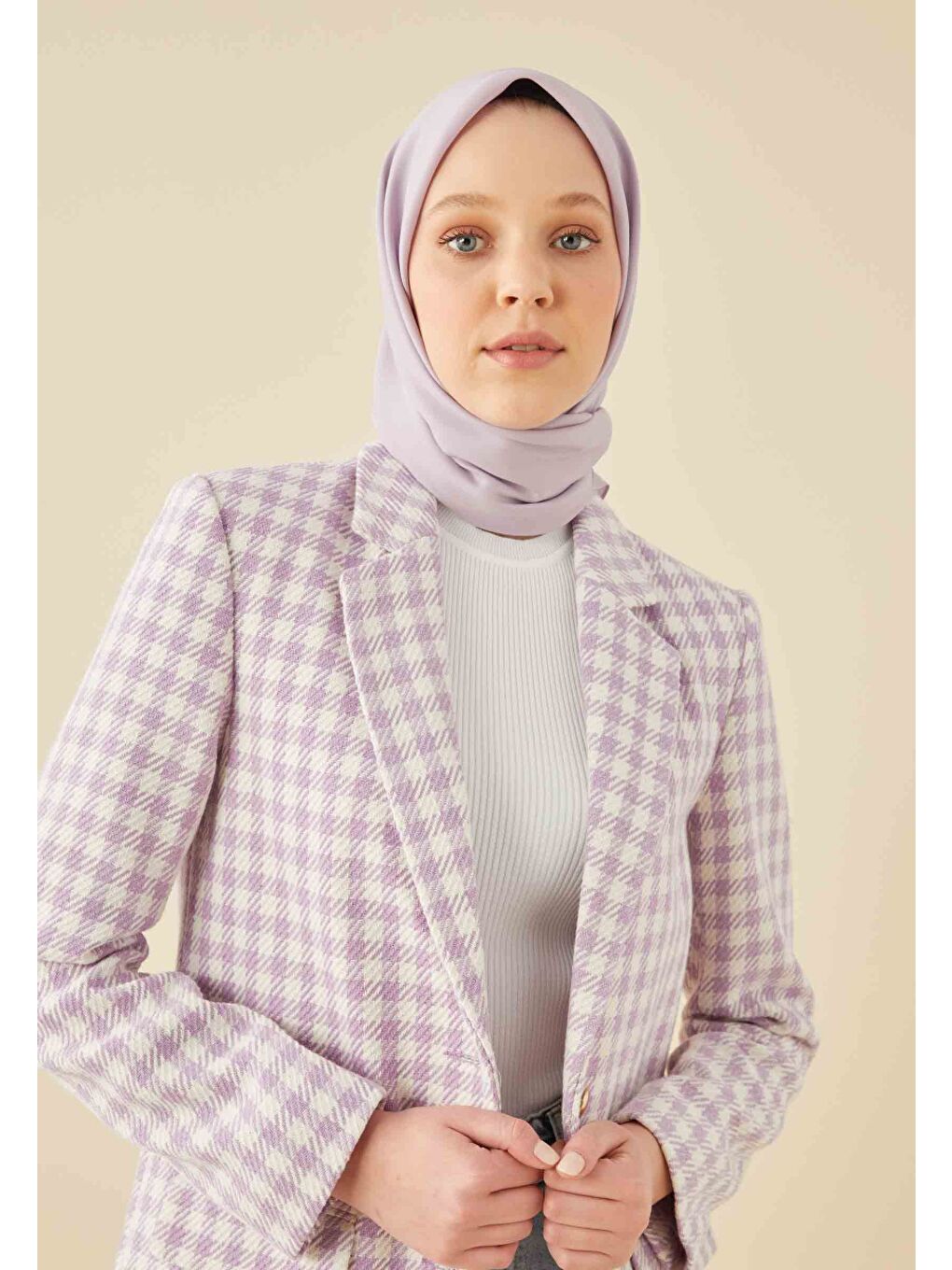 Lila Pamuk İpek Eşarp Lavanta-2