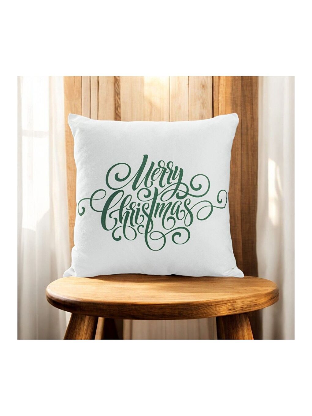 Yılbaşı Merry Chirtmas Yazılı Yeşil-Beyaz