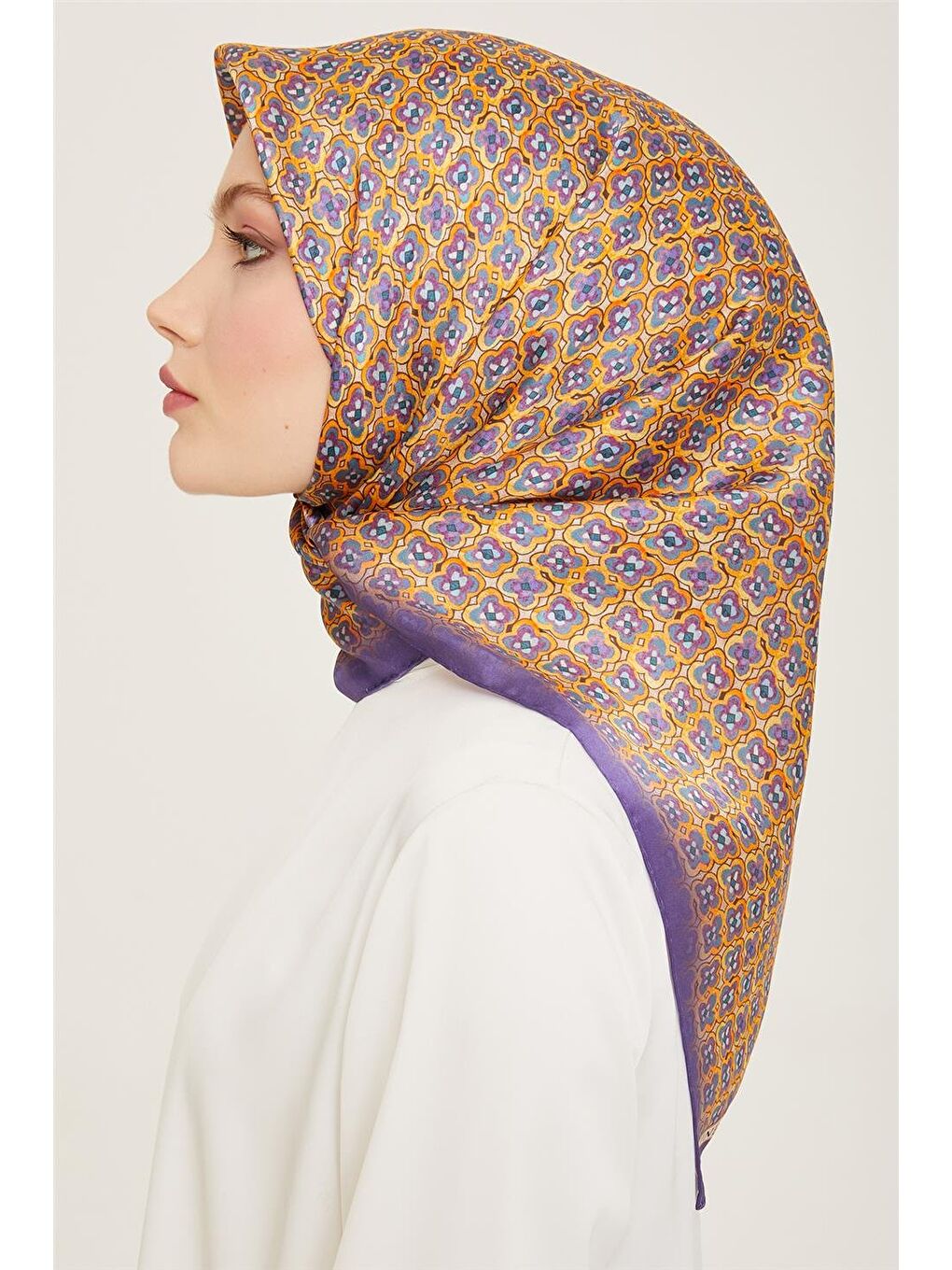 Karışık Klasik Desenli Twill İpek Eşarp 24Ya9134 67 33-2