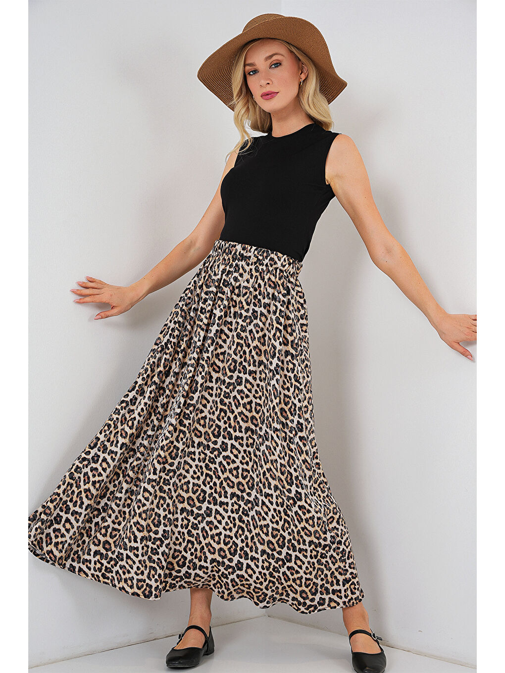 Kadın Uzun Ayrobin Etek 8050 - C. Kahverengi-3