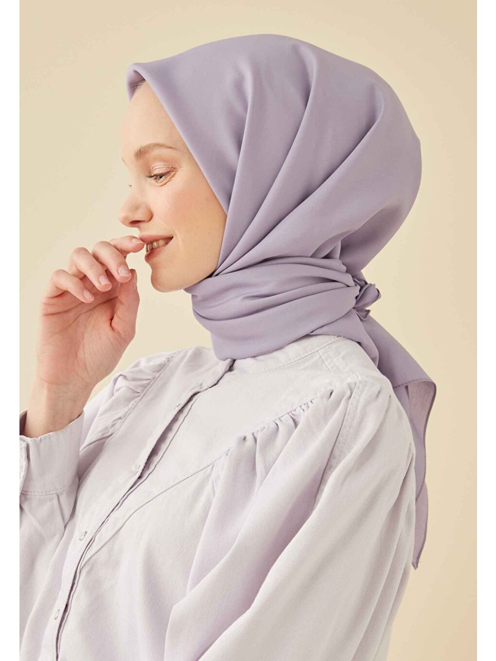 Lila Pamuk İpek Eşarp Leylak-3